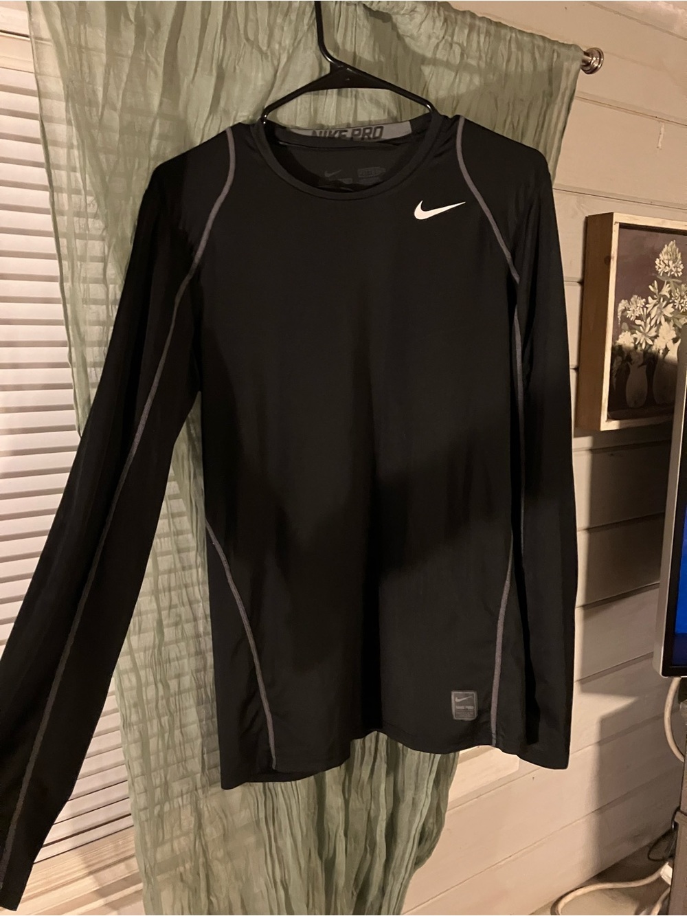 Nike Black Long-Sleeve Swim Coverup Top with Contrast Seams